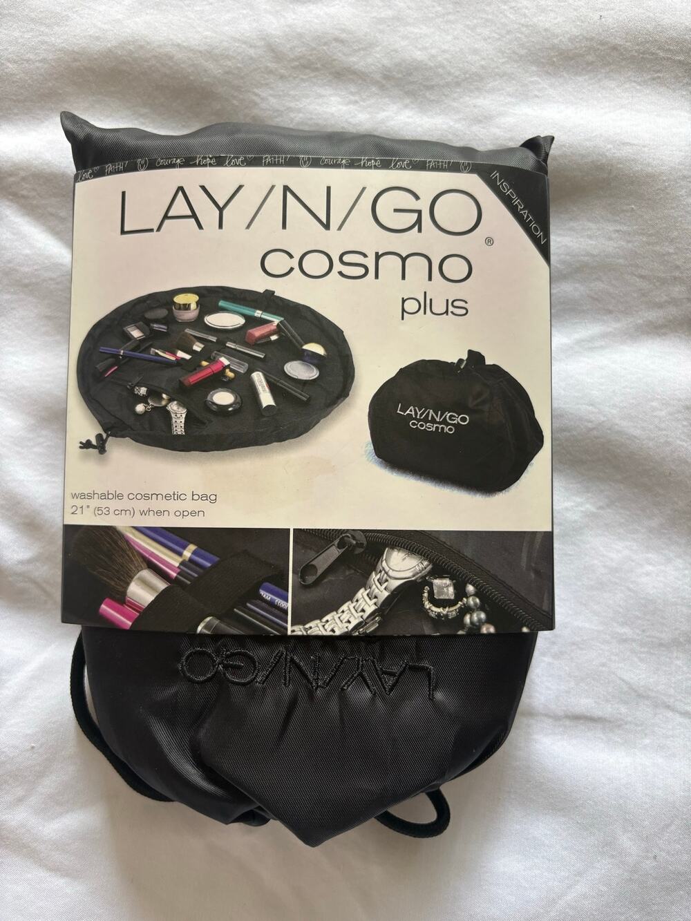 NWT Lay-n-Go Cosmo Plus 21 Inch Lay Flat Makeup Bag Organizer Black